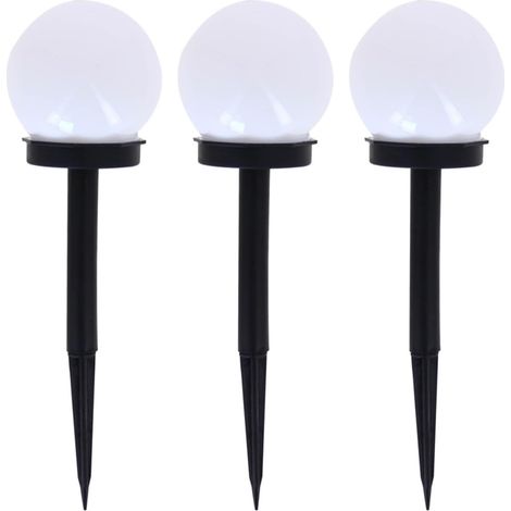 Salon solaire sphérique blanc de 10 cm pour extérieur, éclairage décoratif de cour, pelouse et jardin, lot de 3, lumière blanche (1/5)