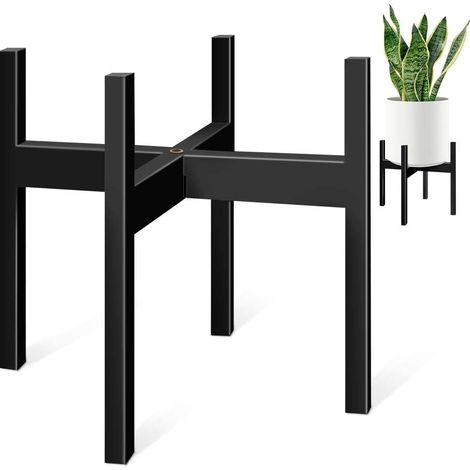 Support de plantes en métal noir - 1 unité - Acier robuste - Hauteur réglable - Intérieur et extérieur - Diamètre 30,5 cm (1/5)