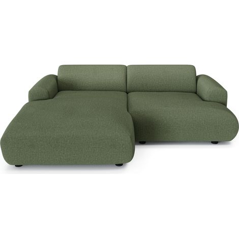 Canapé d'angle gauche 4 places en tissu tramé vert olive MYRA (1/5)
