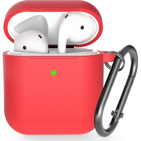 Etui Silicone Pour Airpods - Protection 360° - Compatible Avec Airpods 1 Et 2 - Avec Mousqueton Métallique - Charge Sans Fil Prise En Charge - Unité (1/5)