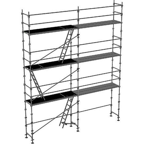 Gerüst 56m² - Stellrahmen + Gerüstböden + Bordbretter + Geländer - DUO56GC-SPP