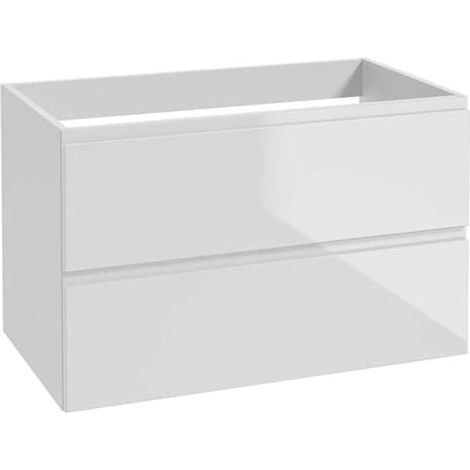 Meuble de salle de bain blanc 80x50, suspendu sans plan de travail, commode Modus