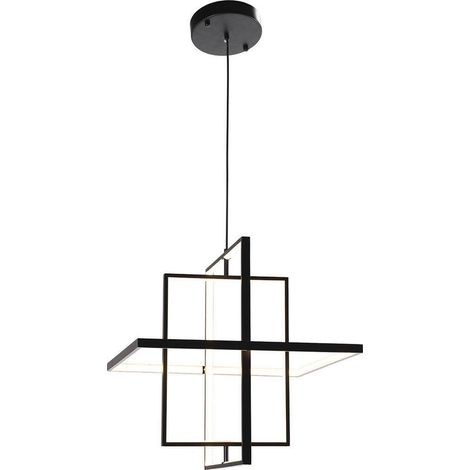 Suspension architecte graphique en fer - Noir mat et transparent (1/4)