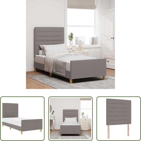 Stoffbett - Bettgestell mit Kopfteil Taupe 80 x 200 cm Stoff (1/5)
