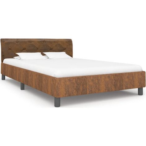 Cadre de lit Marron Similicuir daim 140 x 200 cm vidaXL (1/5)
