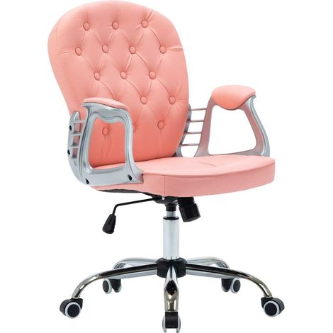 Silla de oficina giratoria de cuero sintético rosa vidaXL (1/5)
