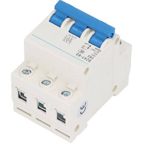 Modularer 3-poliger AC-Leistungsschalter 63 A 400 V DIN-Schienenmontage, Abschaltvermögen 4500 A/6000 A, universell (1/5)