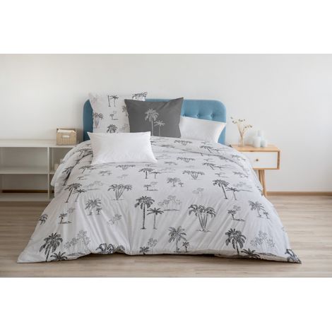 Parure de couette 3 pieces coton 57 fils gris 240x260 cm - TINGHIR (1/3)