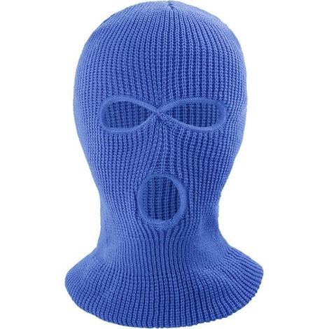 Masque intégral d'hiver, cagoule à trois trous, bonnet tricoté, cache-cou - Bleu foncé (1/5)