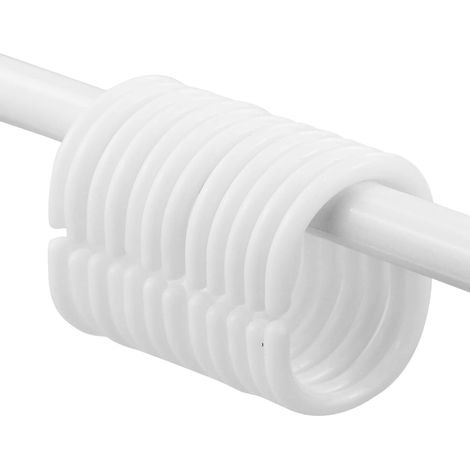 Lot de 12 Anneaux, Plastique, Blanc, Design Ouvert, Tringle Rideau Douche (1/5)