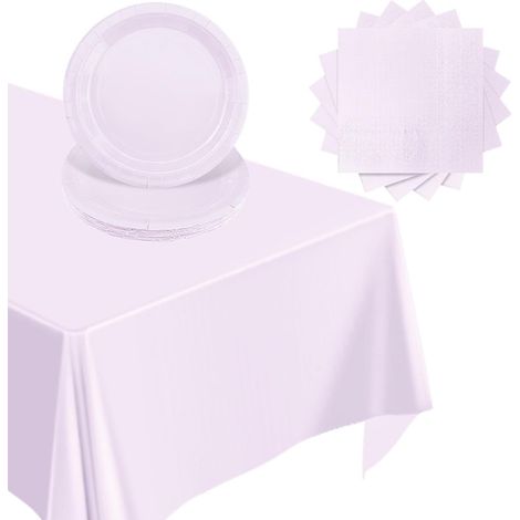 37 Pièces Vaisselle Jetable, Assiettes 17,8cm, Serviettes, Nappe 274x137cm, Fête Anniversaire