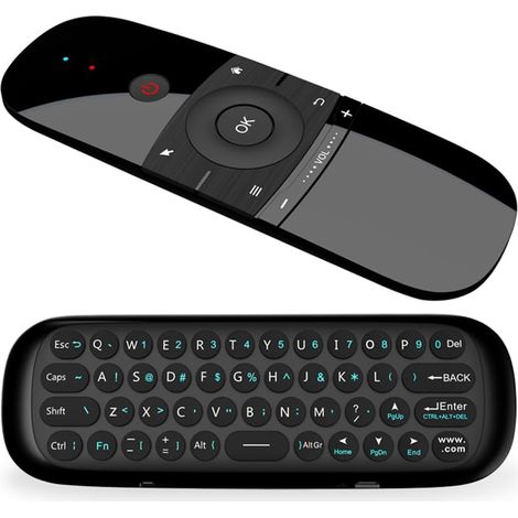 Télécommande Air Mouse 2,4 GHz avec Clavier, Capteurs Gyroscopiques Intégrés Télécommande sans Fil Air Fly Mouse Rechargeable pour Android TV Box, Smart TV, Ordinateur, Projecteur, HTPC (1/5)
