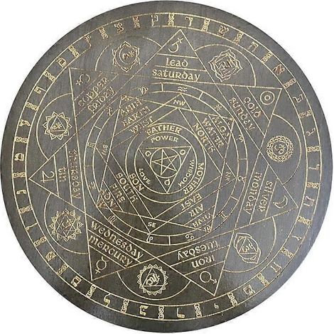 Pendule de divination pour sorcières, disque énergétique cristallin des sept chakras, astrolabe en chêne (1/5)