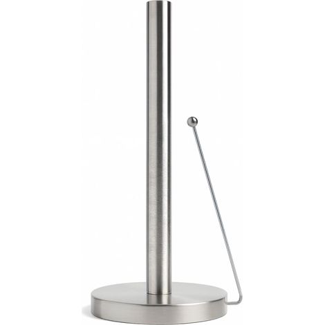 1 Porte Essuie-Tout sur Pied, Support Stable avec Bras Anti-Roulement, Dérouleur Papier Cuisine, Accessoire Argent (1/5)