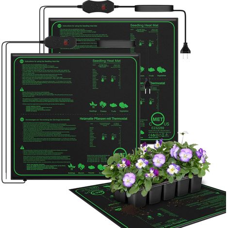 70W Tapis Chauffant pour Plantes avec Thermostat - Chauffage Rapide, Protection Contre Le feu, Tapis Chauffant pour la Germination et la régulation de la température-50  50cm(2 Pack) (1/5)