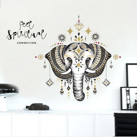 Sticker mural Éléphant nordique SK7168 pour chambre, entrée, salon, décoration murale derrière la télévision (1/5)