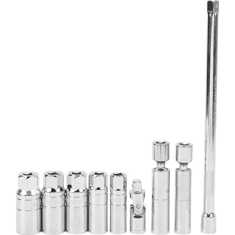 Ortviai Jeu de douilles pour bougies d’allumage 3/8" magnétiques à paroi mince avec joint universel – 9 pièces (1/5)