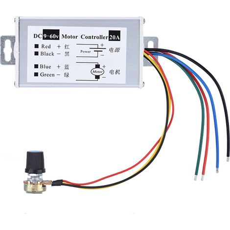 Contrôleur de vitesse pour moteur PWM CC 9-60 V 20 A 1200 W 25 kHz avec interrupteur régulateur de vitesse (1/5)