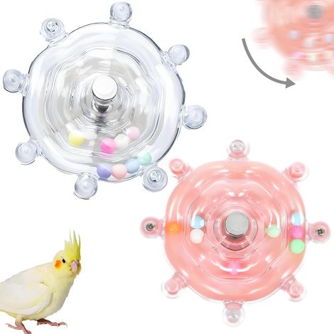 2 PCS Spinning Wheel Parrot Toys, Birds Toy Fun Interactive Bird Toys for Caged Birds Spinning Rattle Resistant Bird Cage Exercise Rotate Entertainment Exploration Accessories (1/5)