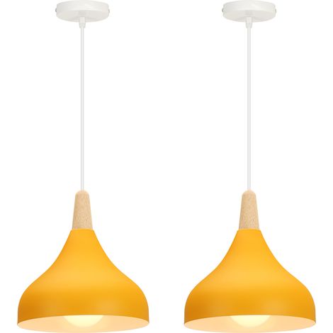 (2X) Lustre Moderno Nórdico Lámpara Colgante Minimalista Lámpara De Techo De Interior Creativa Para Dormitorio, Oficina E27 Amarillo