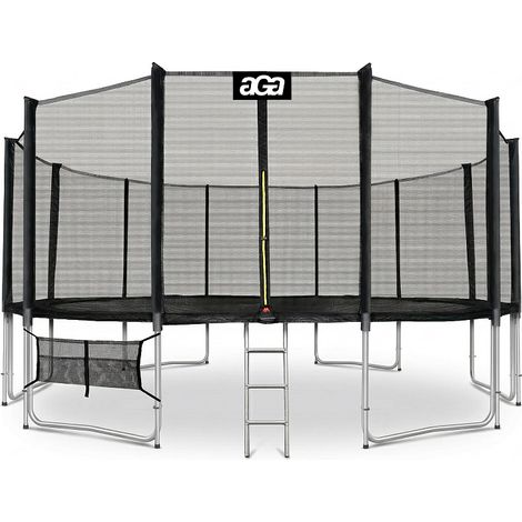 Aga SPORT PRO Trampolin 518 cm Schwarz + Sicherheitsnetz + Leiter + Schuhfach