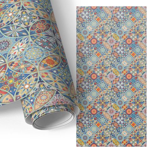 Möbelfolie - Klebefolie für Möbel - Selbstklebende - Deko-Folie für Küche Schrank Tisch & Fensterbank - Buntes Mosaik 75x150 cm