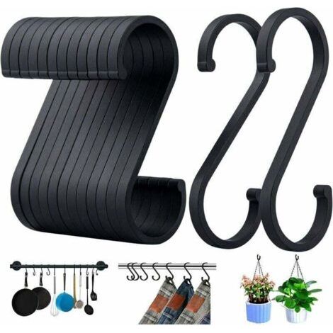 Ganchos en forma de S, ganchos de aluminio en forma de S para colgar, ganchos de carnicero con acabado mate, paquete de 12 unidades de Guazhuni (negro mate) (1/5)