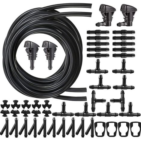 Kit de Tuyau Essuie Glace, 2 Pcs 3 Mètres Tuyau de Liquide de Lave-Glace Universal avec 30 Pcs Raccord de Tuyau (1/5)