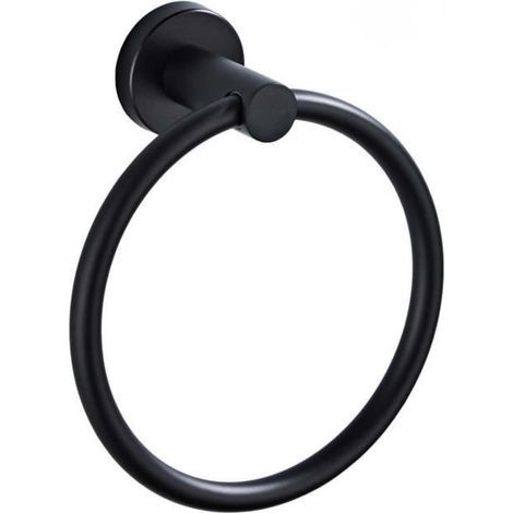 Wandhandtuchhalter, Ringförmiger Handtuchhalter für Zuhause, Rund, Edelstahl, Schwarz (1/4)