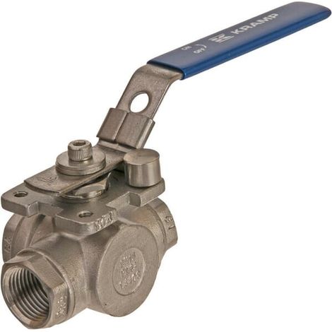 3-Wege-Kugelhahn L 1/2" Edelstahl UNIVERSAL BV3L12FSS (1/4)