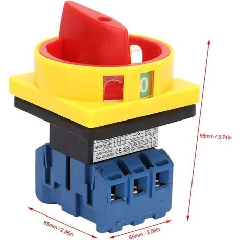 Interrupteur de disjoncteur 25A Interrupteur d'alimentation interrupteur marche/arrêt triphasé à 3 pôles à came rotative Protéger l'interrupteur de disjoncteur (1/5)