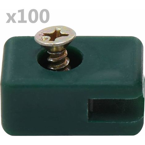 vidaXL Ensemble de 100 supports de fil de clôture avec vis Vert (1/3)