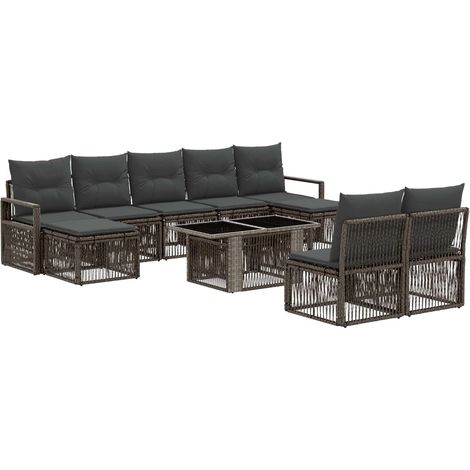 Set Divano da Giardino 10 pz Grigio e Grigio Scuro polyrattan vidaXL (1/5)
