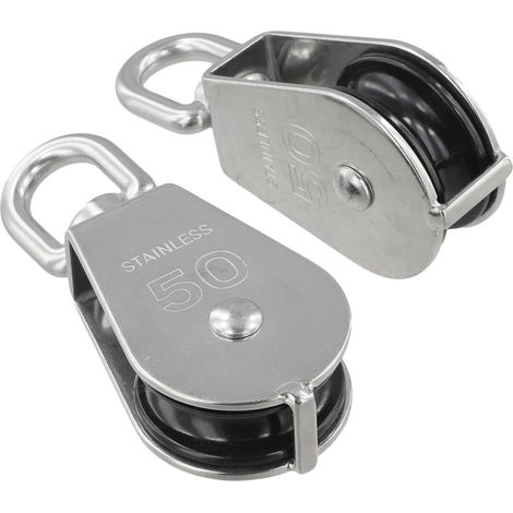 Lot de 2 poulies pivotantes à 360° en acier inoxydable pour système de grue à corde, charge de 362,9 kg (1/5)