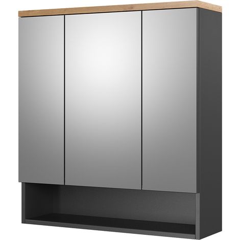 Specchio contenitore bagno Eden, Antracite, 70 x 77.5 cm, Vicco (1/5)