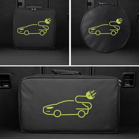 Borsa per la ricarica del cavo di avviamento, borsa portatile per la ricarica di veicoli elettrici, contenitore impermeabile per veicoli elettrici (rotonda) -Crezuo