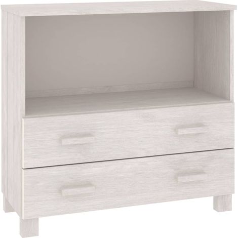 Credenza buffet cassettiera mobile contenitore organizer cucina soggiorno soggiorno 85 x 35 x 80 cm legno massello di pino bianco 020032134
