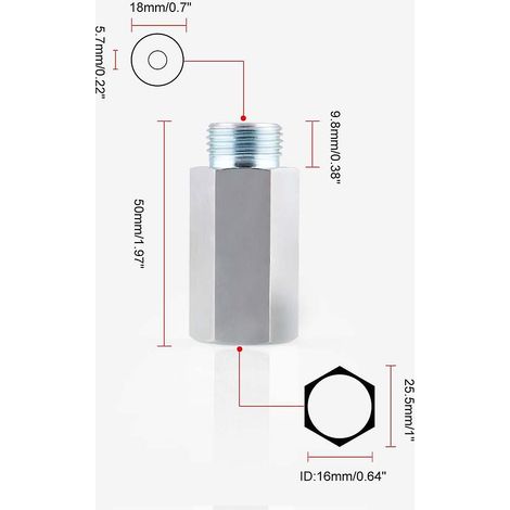 Adaptateur/rallonge/entretoise en acier inoxydable pour bouchon de sonde à oxygène M18 1.5 O2 (1/4)