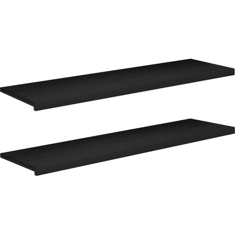 Lot de 2 Appuis de Fenêtre Intérieur en Bois de Hêtre Massif Rebord Noir 140 x 40 cm (1/5)