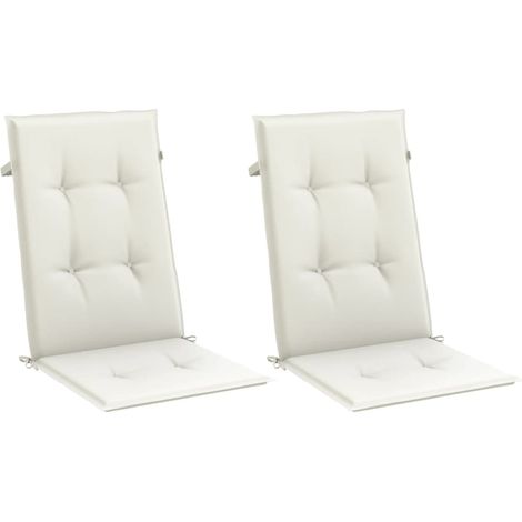 vidaXL Coussins de chaise à dossier haut lot de 2 crème mélangé tissu