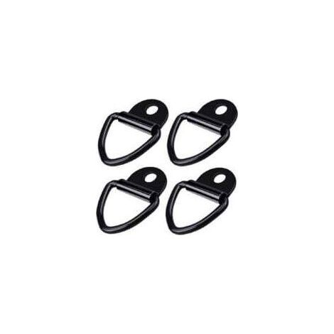 Lot de 4 Anneaux de Fixation en D - en Acier Inoxydable Robuste - pour remorques, camions, Roues, Bateaux - Noir (1/5)