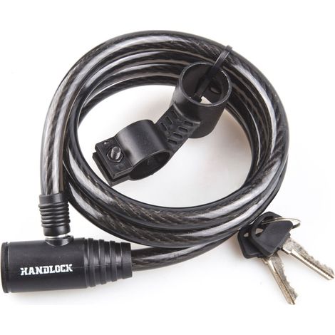Candado bicicleta handlock espiral con llave 0,8x120 cm negro (1/2)
