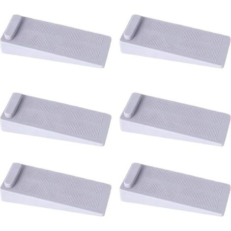 Tope de puerta, juego de 6 topes de puerta de goma antideslizantes, tope de puerta de suelo con altura ajustable, gris