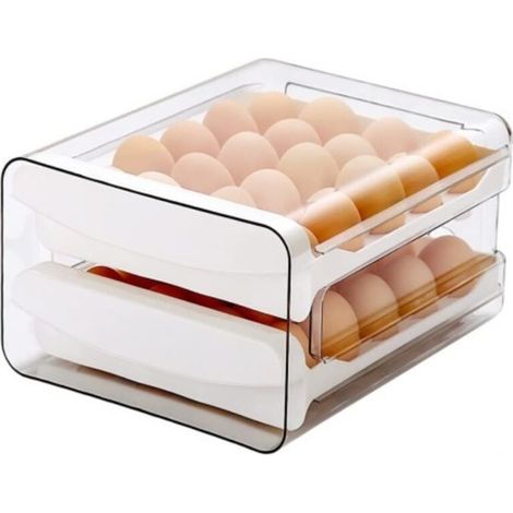 Plateau à œufs Pour Réfrigérateur, 32 Grilles/2 Couches Porte-œufs Pour Réfrigérateur, Tiroir à œufs Pour Réfrigérateur, Boîte de Rangement Pour œufs Frais Pour Réfrigérateur (1 Pièce)blanc (1/5)