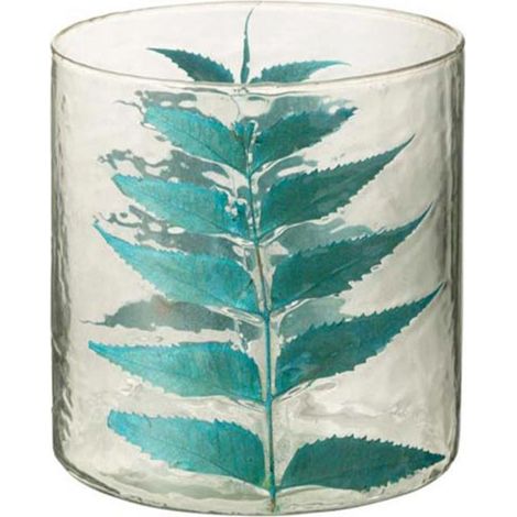 Vase Design en Verre "Feuille" 16cm Bleu