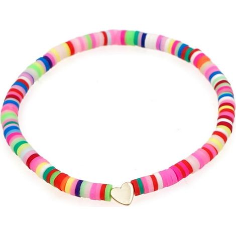 Bracelet femme style bohème, décoration tendance, breloques empilables en pâte polymère, idéal pour l'été et la plage.