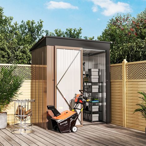 5ft x3ft Brown Metal Garden Shed Garden Storage (1/5)