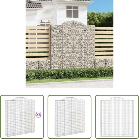Schalldämmung - Gabionen mit Hochbogen 6 Stk. 200x50x220/240cm Verzinktes Eisen (1/5)
