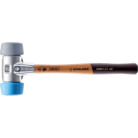 HALDER SIMPLEX Schonhammer Ø 50:40 mm TPE-soft blau / TPE-mid grau mit Aluminiumgehäuse (1/5)