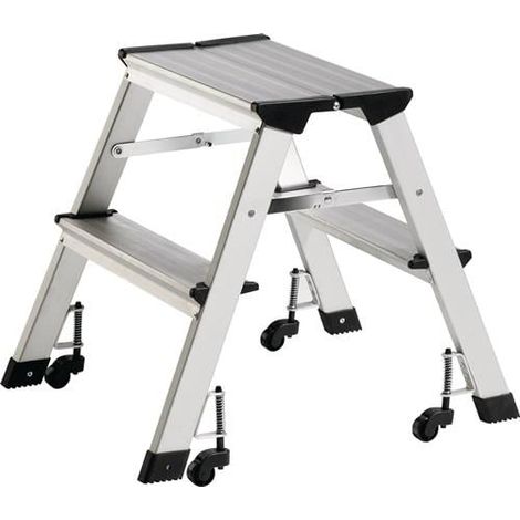 Klapptritt Stufen einschl. Plattform 2 Plattformhöhe 440 mm Aluminium fahrbar (1/4)